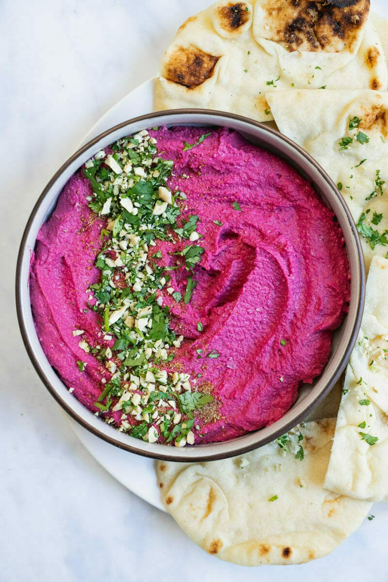 Beet hummus with boiled beets