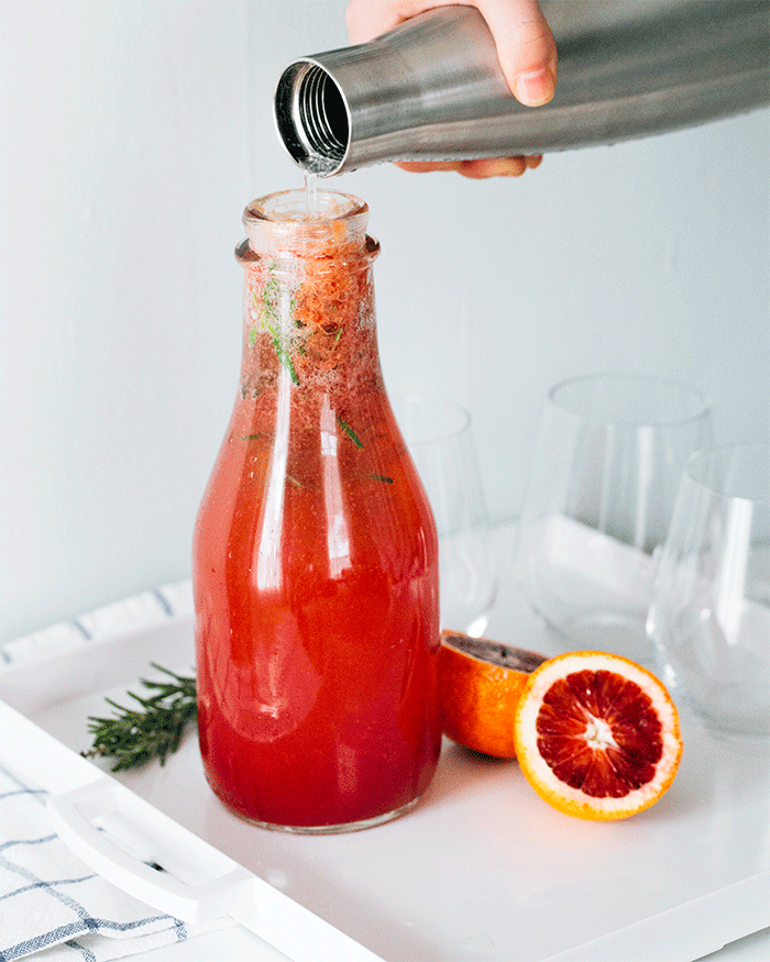 blood orange rosemary mineral water |  Sparkling Water Recipes |  Blood Orange Recipes
