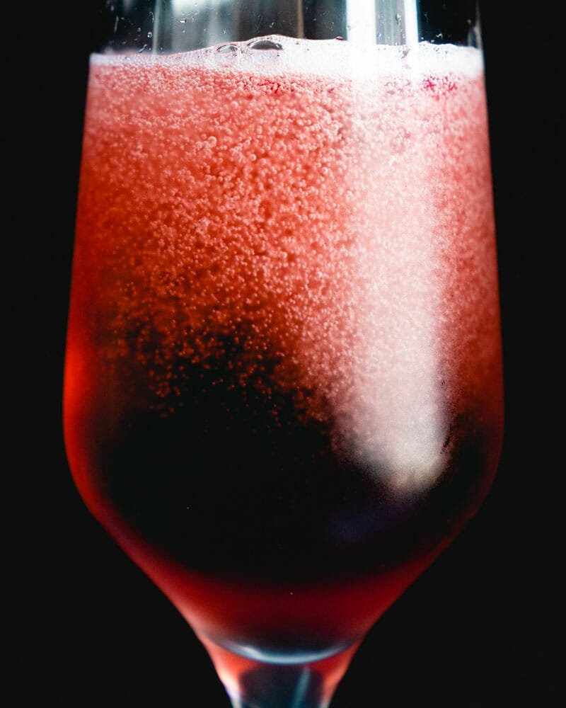 Chambord cocktail and champagne