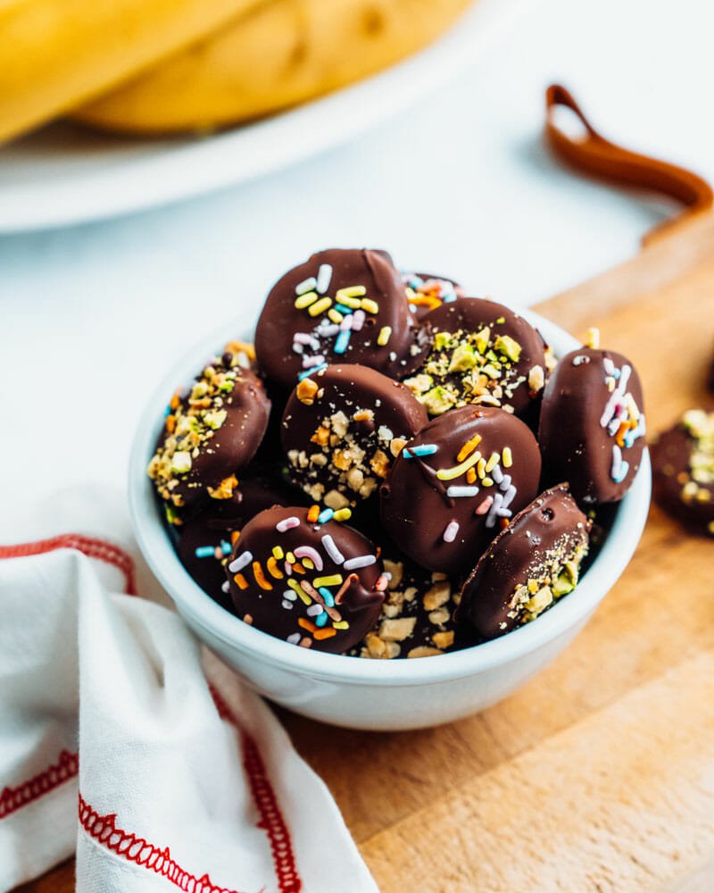 Chocolate covered banana pieces