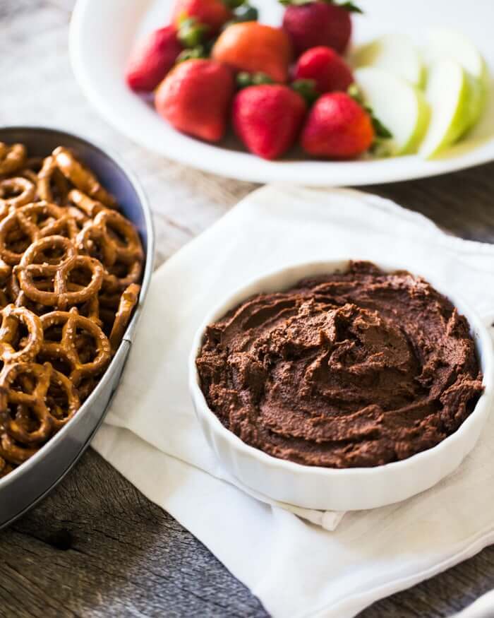 Dark Chocolate Hummus |  A couple is cooking