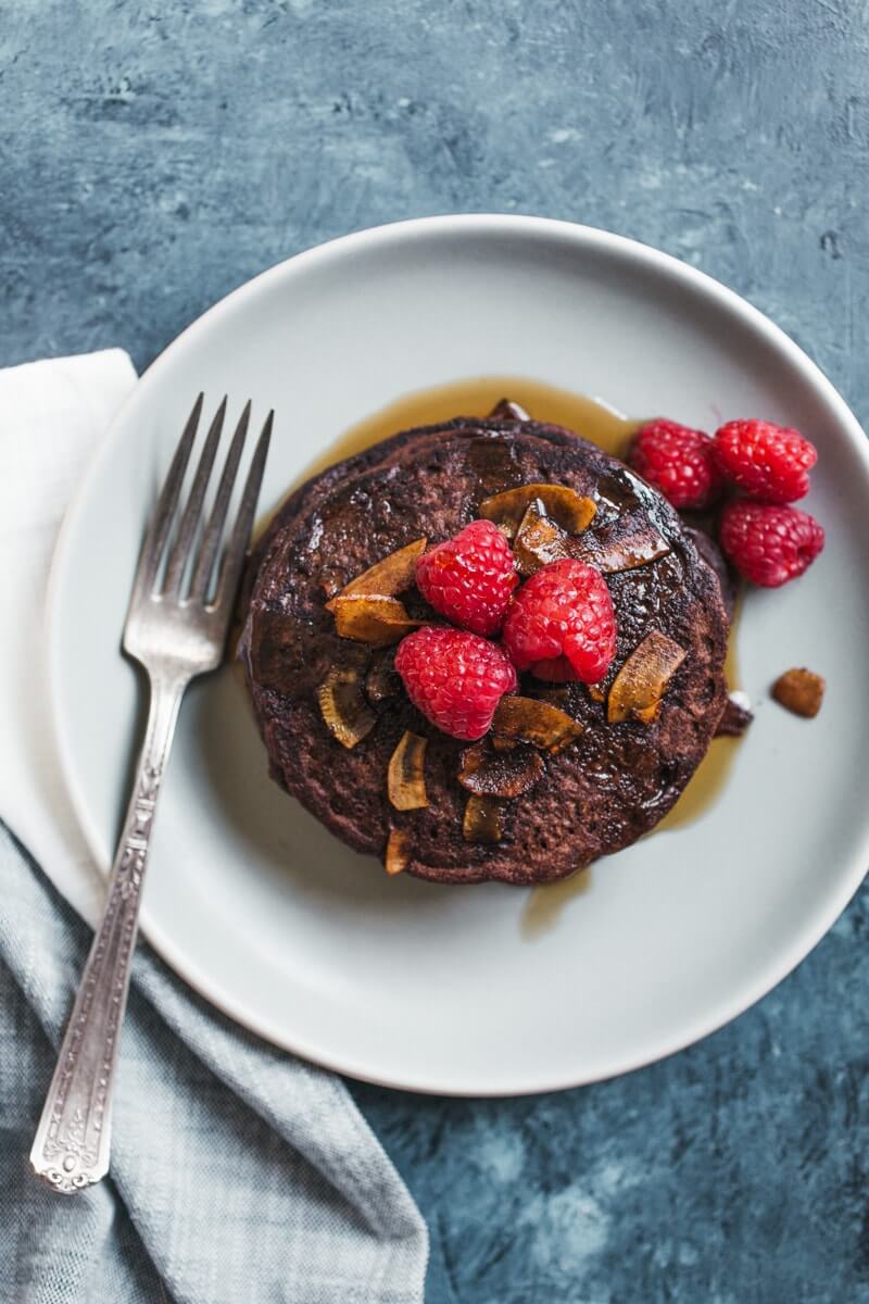 Spelled pancakes with chocolate brownie |  Vegan pancakes