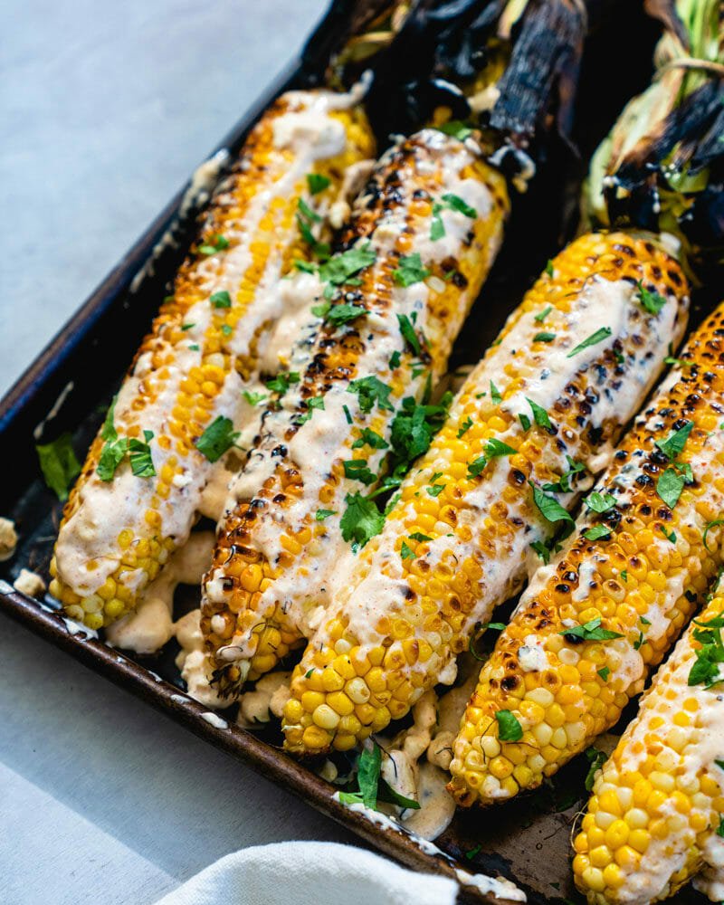 Mexican grilled corn with mayonnaise