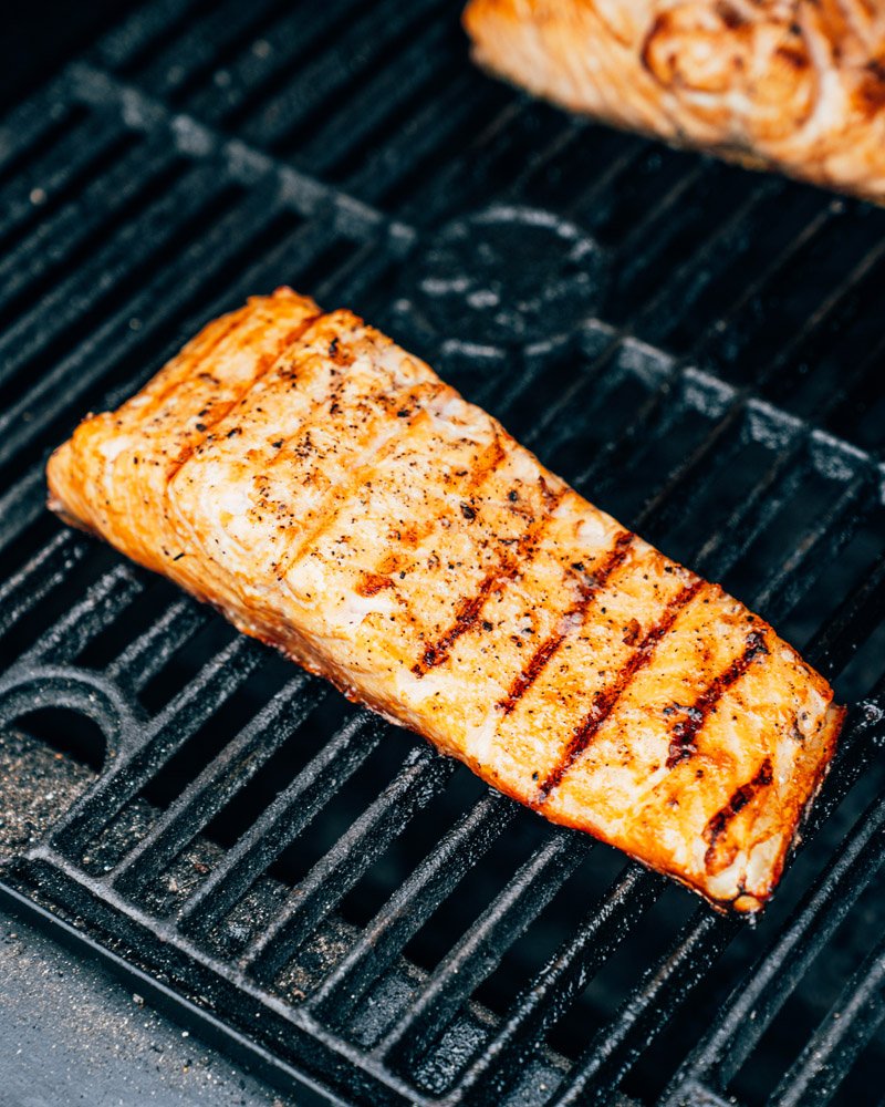 Grill the marinated salmon