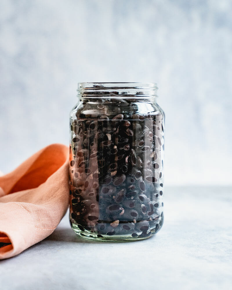 Black beans in a jar