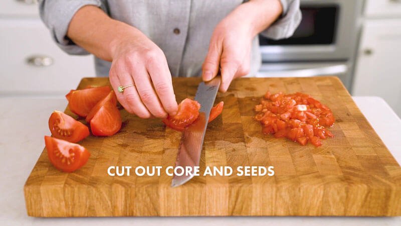 How to cut a tomato |  Cut out the core and seeds