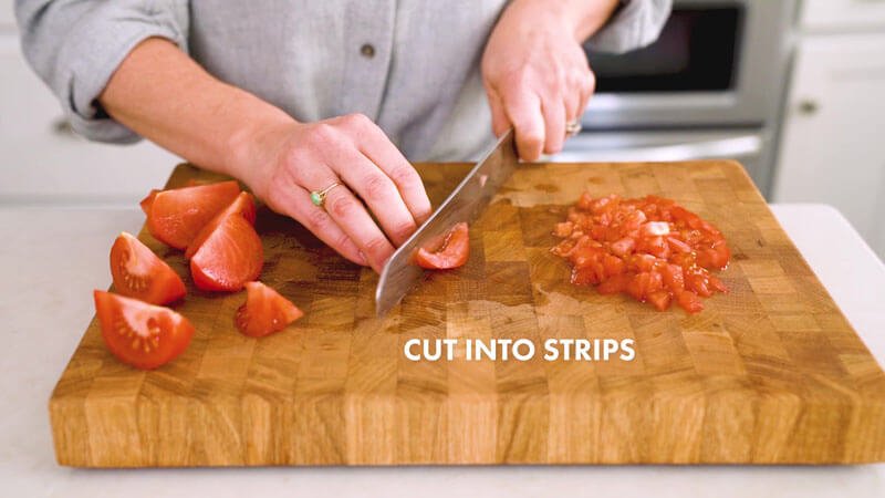 How to cut a tomato |  Cut the tomato into strips