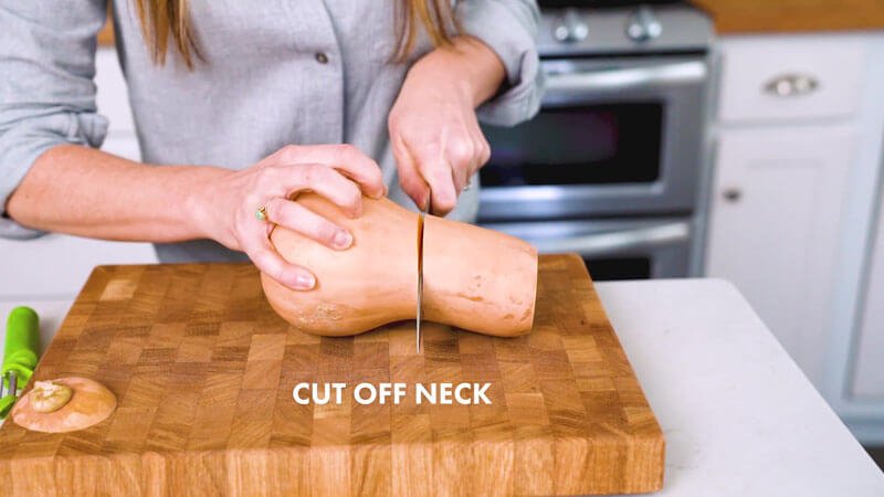 How to cut butternut squash |  Cut the neck