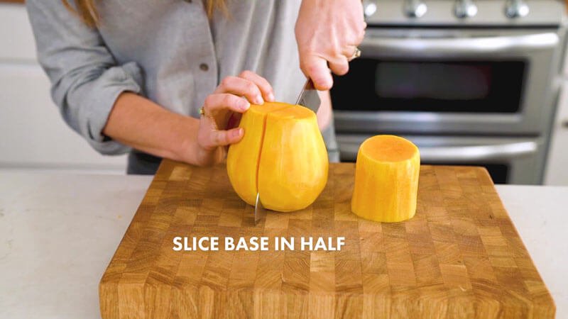 How to cut butternut squash |  Cut the base in half