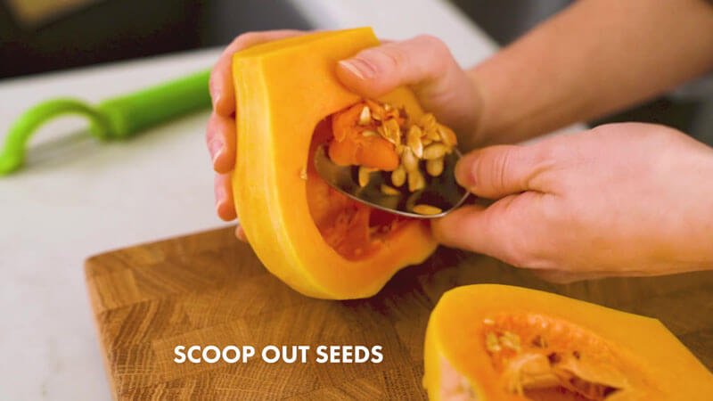 How to cut butternut squash |  Scoop out the seeds with a spoon