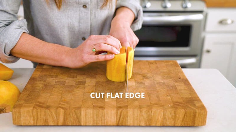 How to cut butternut squash |  Cut a flat edge at the neck