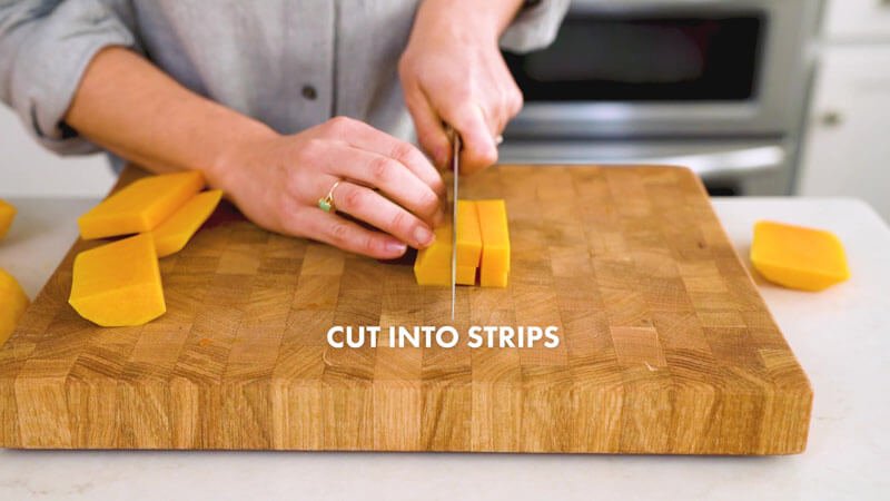 How to cut butternut squash |  Cut into stripes