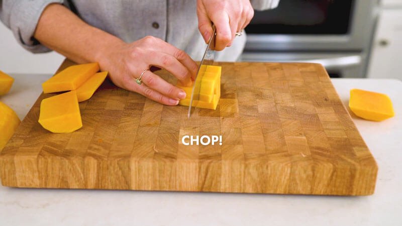 How to cut butternut squash |  Then twist and chop the other way