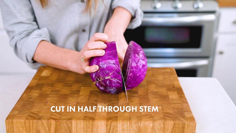 How to cut cabbage |  Halve through the stalk