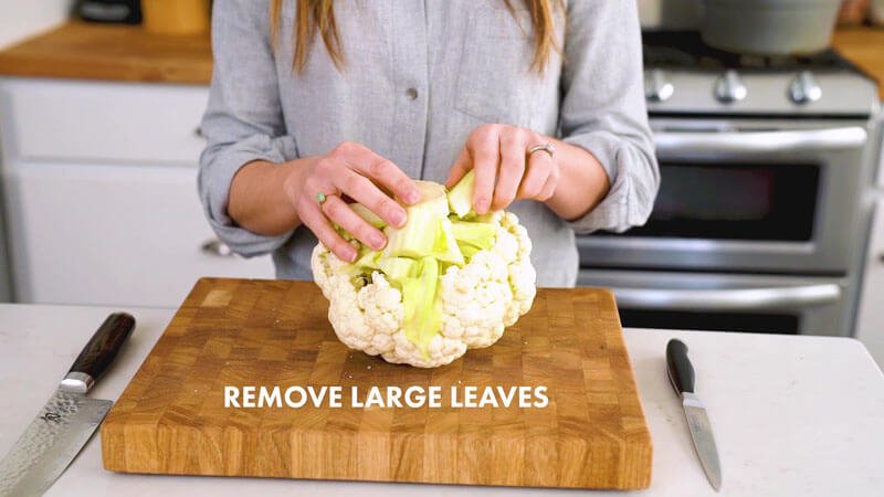 How to Cut Cauliflower |  Remove large leaves