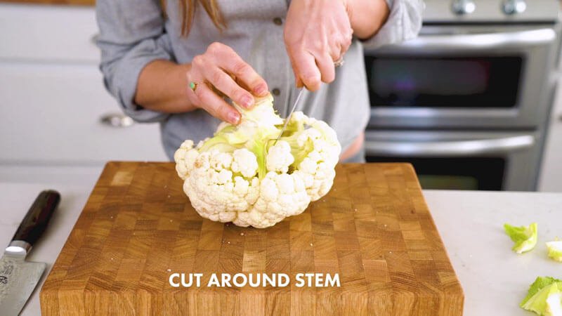 How to Cut Cauliflower |  Cut around the stem