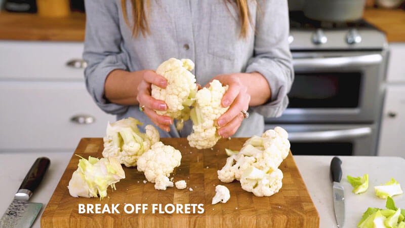 How to Cut Cauliflower |  Break the florets