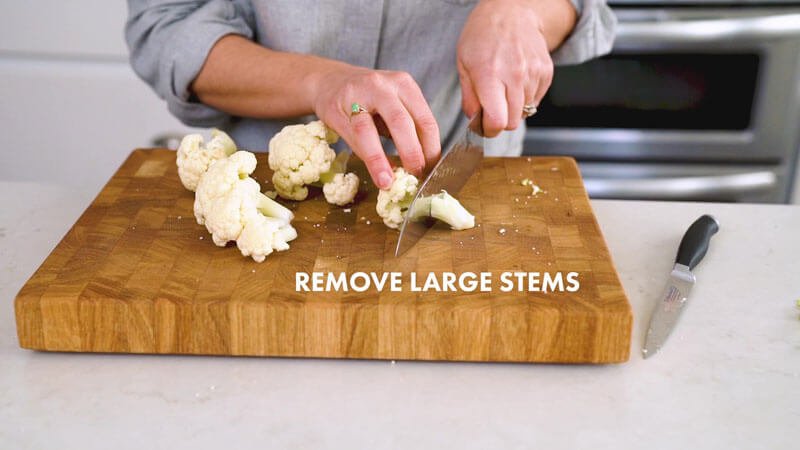 How to Cut Cauliflower |  Remove large stems