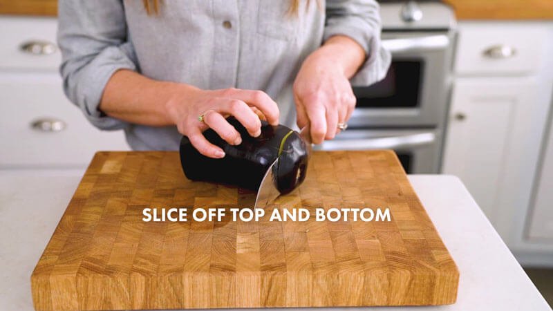 How to cut eggplant |  Cut top and bottom