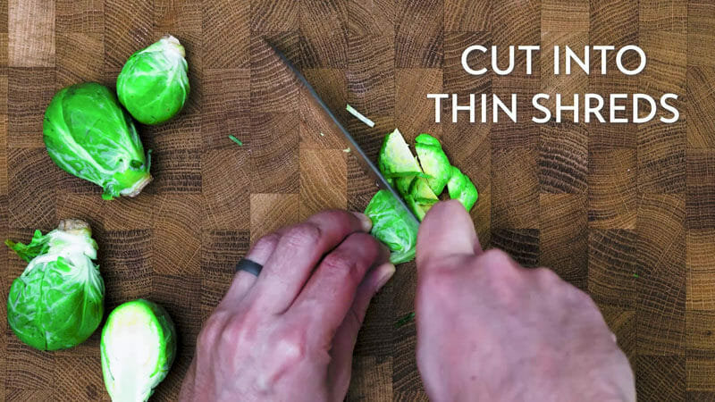 How to grate Brussels sprouts: Cut into thin strips