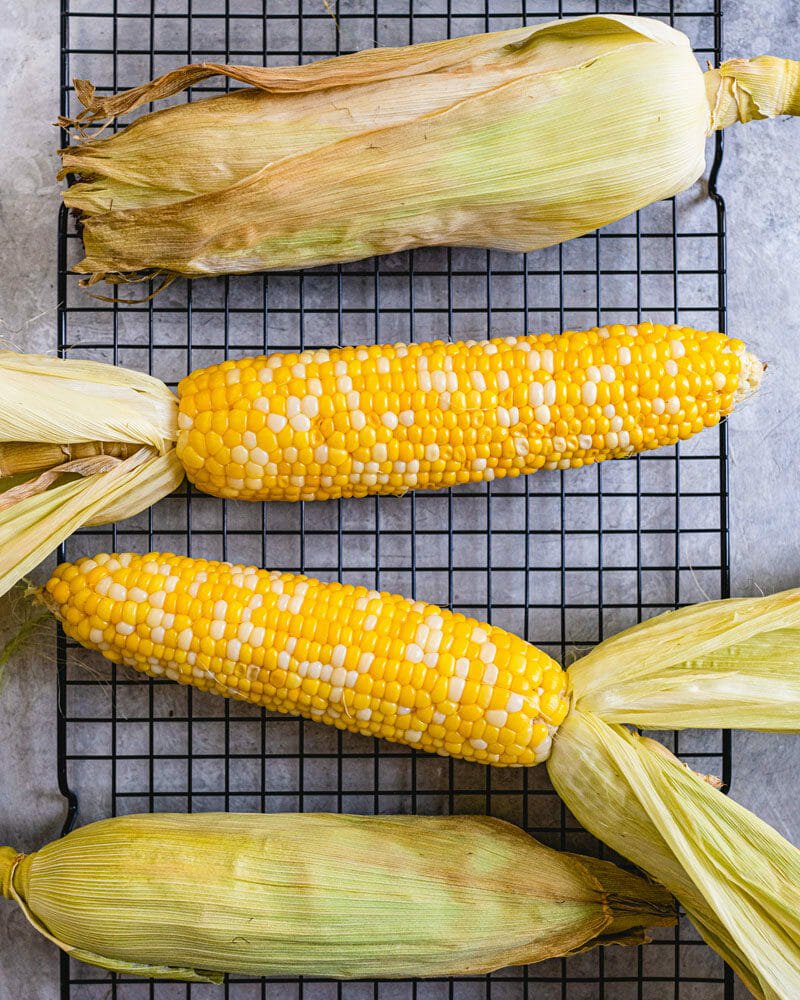 Corn cobs roasted in the oven
