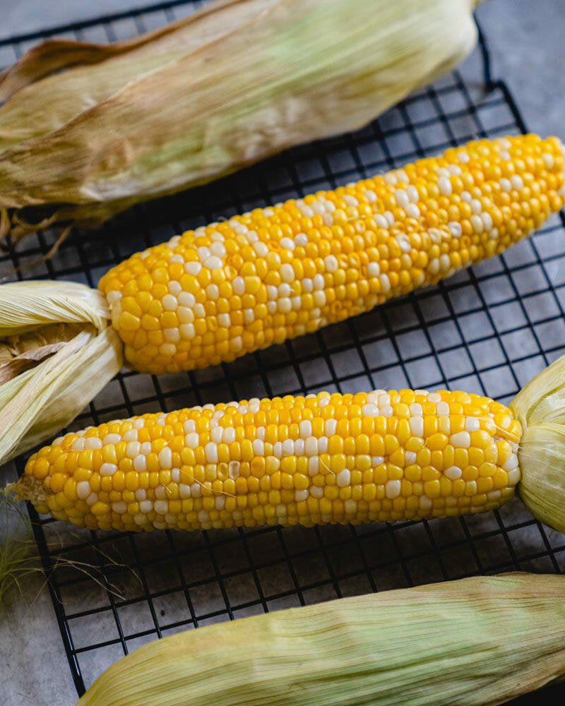 Corn cobs roasted in the oven