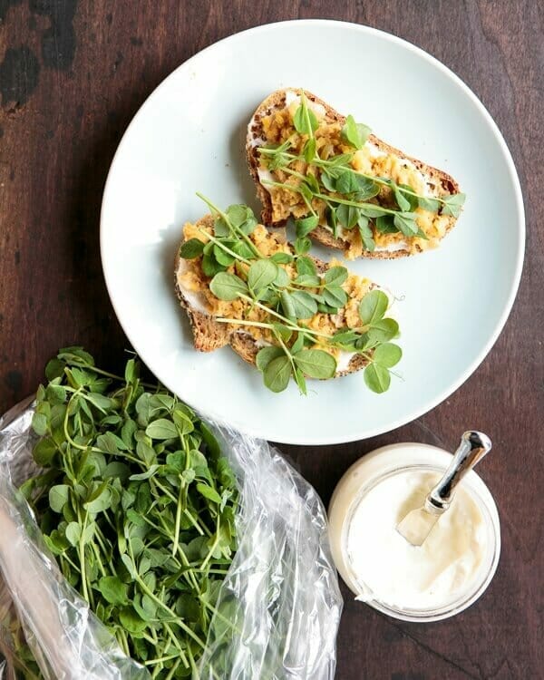 Pea Sprouts Recipe |  Fancy toast with pea sprouts