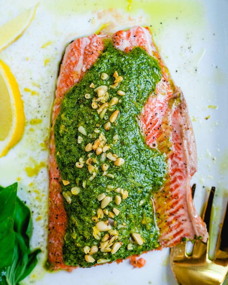 Salmon with pesto
