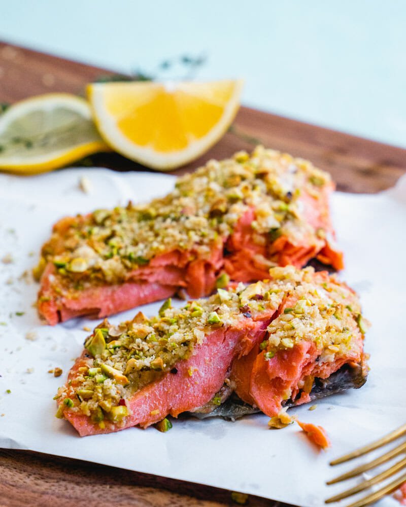 Pistachio-crusted salmon