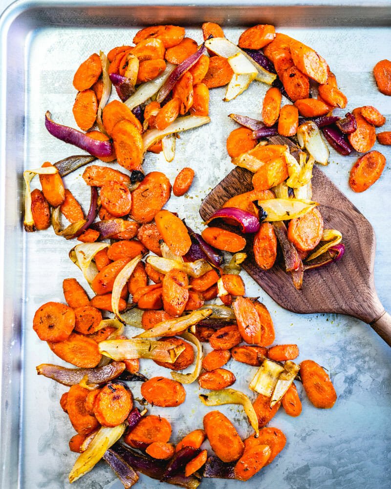 Roasted carrots and onions