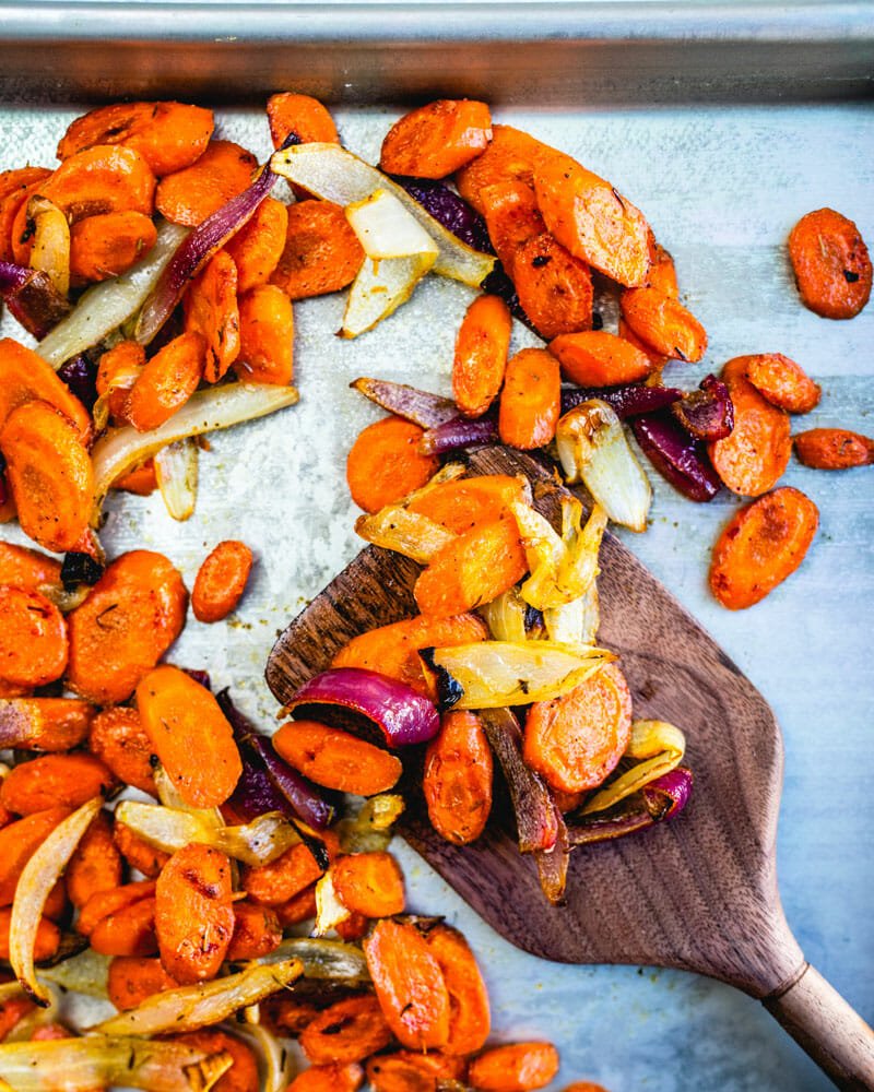 Roasted carrots and onions