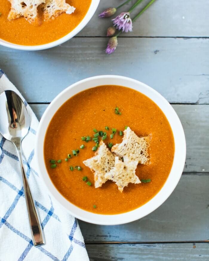Easiest tomato soup with star toast 