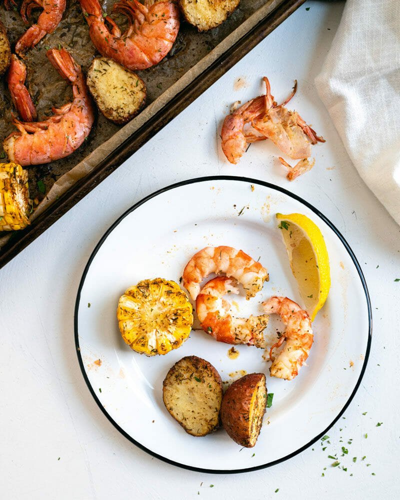 Cook the shrimp on a baking sheet in the oven
