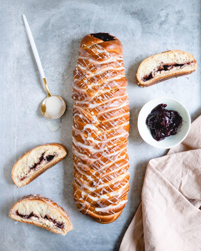 Raspberry Braided Bread Recipe |  How to braid bread |  Filled braided bread |  Braided sweet bread