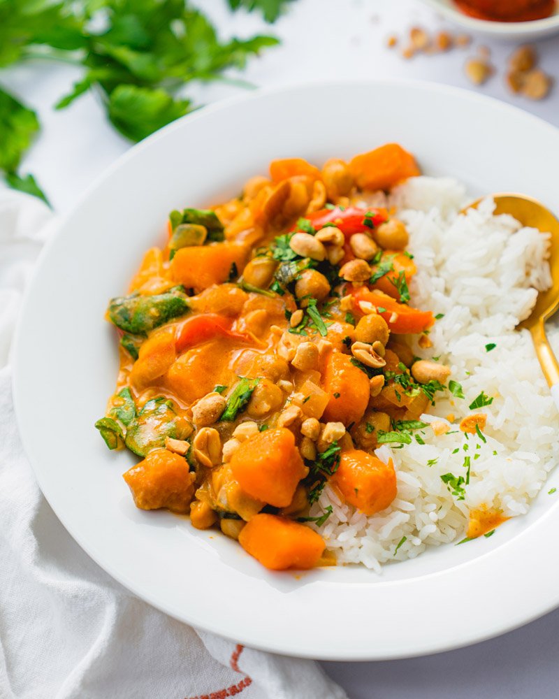 Sweet potato curry with chickpeas