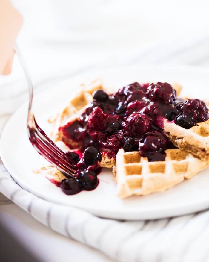 Dairy-free waffles with berry compote