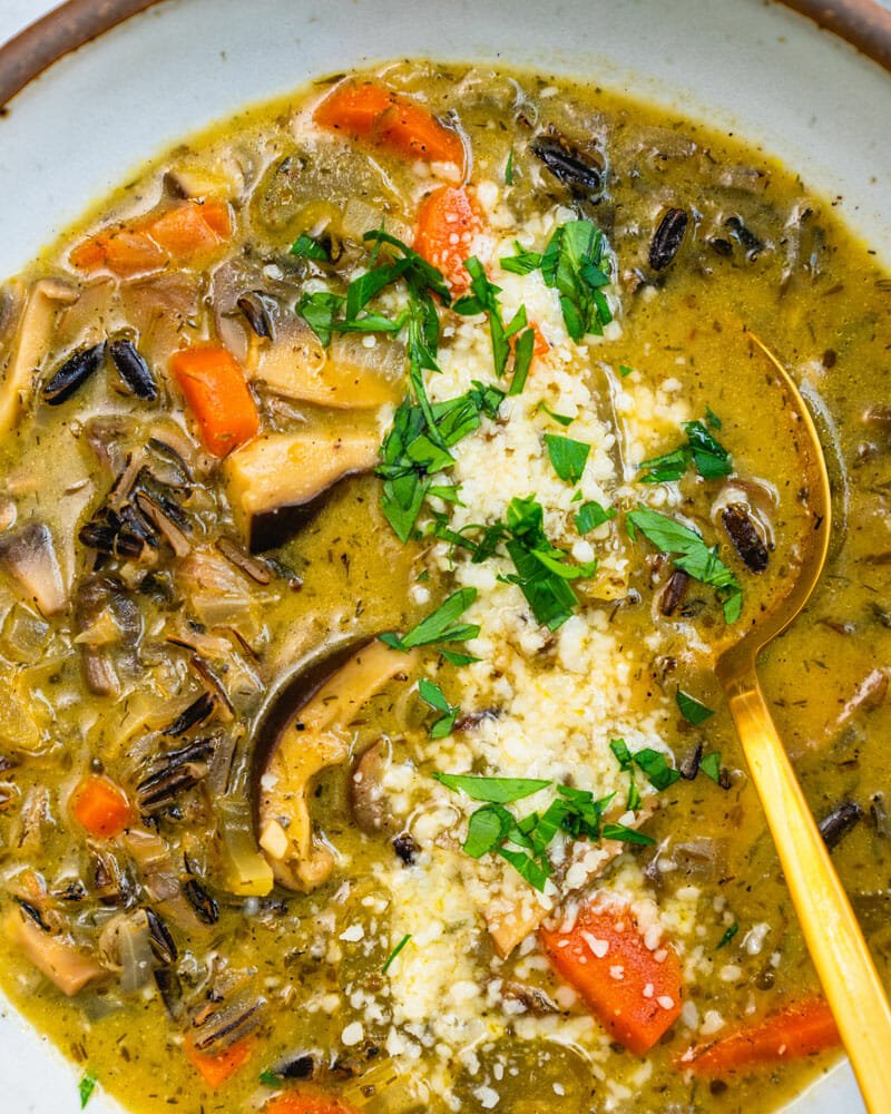 Wild rice mushroom soup